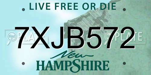 7XJB572 New Hampshire License Plate