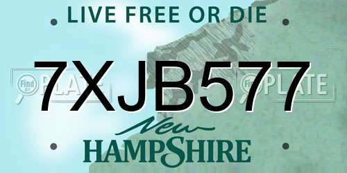 7XJB577 New Hampshire License Plate