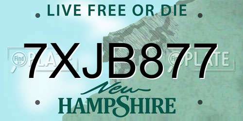 7XJB877 New Hampshire License Plate