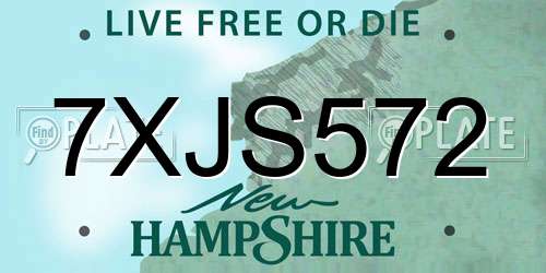 7XJS572 New Hampshire License Plate