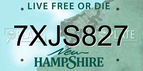 7XJS827 New Hampshire License Plate