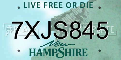 7XJS845 New Hampshire License Plate