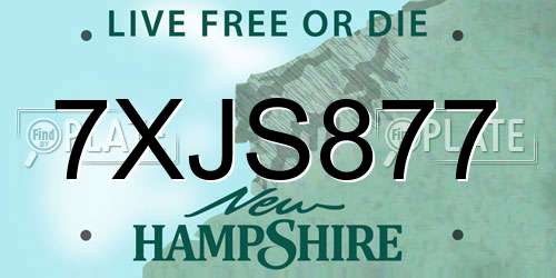 7XJS877 New Hampshire License Plate