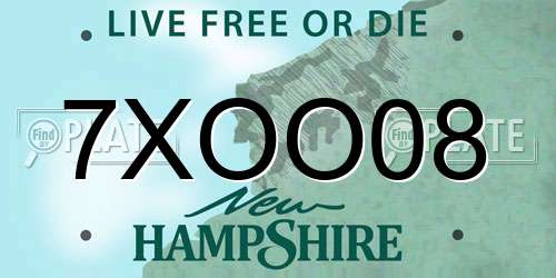 7XOO08 New Hampshire License Plate