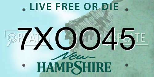 7XOO45 New Hampshire License Plate