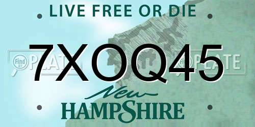 7XOQ45 New Hampshire License Plate