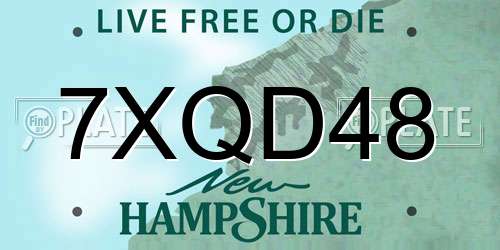 7XQD48 New Hampshire License Plate
