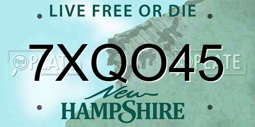 7XQO45 New Hampshire License Plate