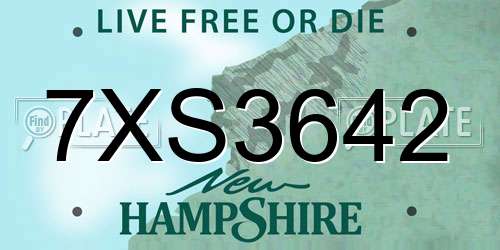 7XS3642 New Hampshire License Plate