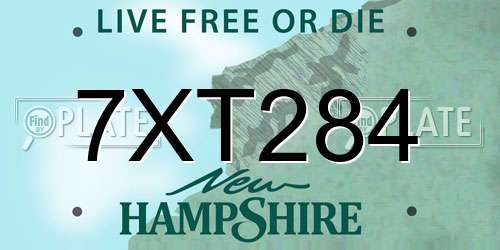 7XT284 New Hampshire License Plate
