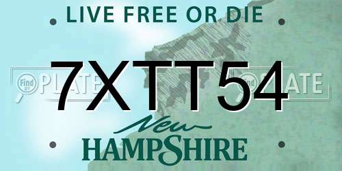 7XTT54 New Hampshire License Plate