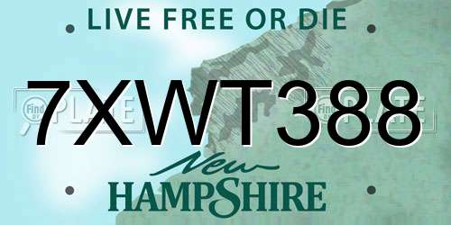7XWT388 New Hampshire License Plate