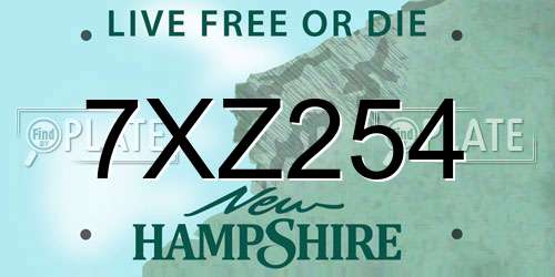 7XZ254 New Hampshire License Plate