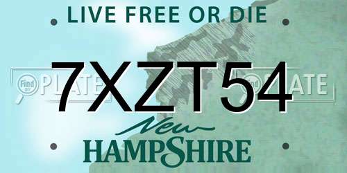 7XZT54 New Hampshire License Plate