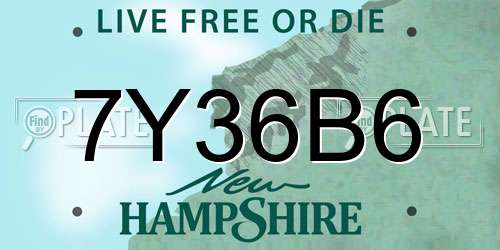 7Y36B6 New Hampshire License Plate