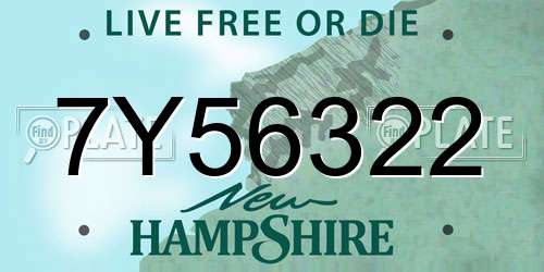 7Y56322 New Hampshire License Plate