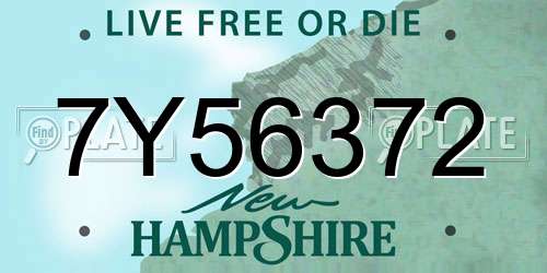 7Y56372 New Hampshire License Plate