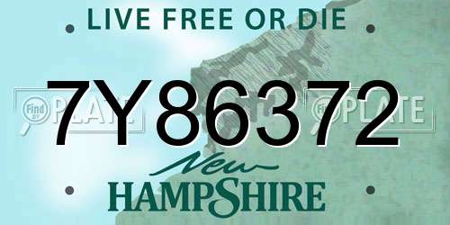 7Y86372 New Hampshire License Plate