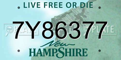 7Y86377 New Hampshire License Plate