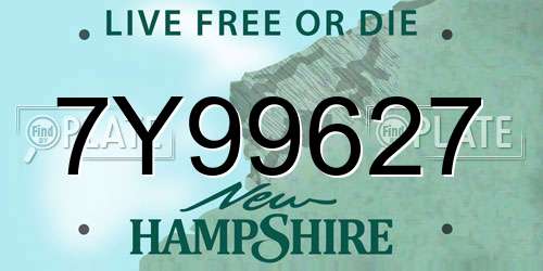 7Y99627 New Hampshire License Plate