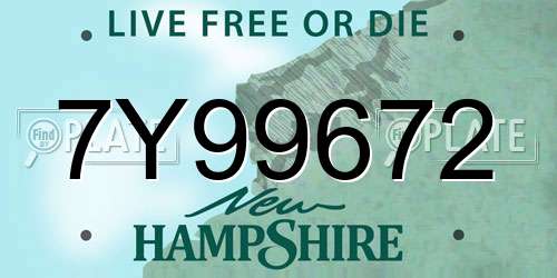 7Y99672 New Hampshire License Plate
