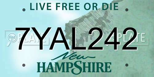 7YAL242 New Hampshire License Plate