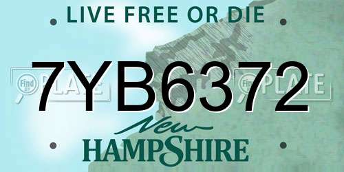 7YB6372 New Hampshire License Plate