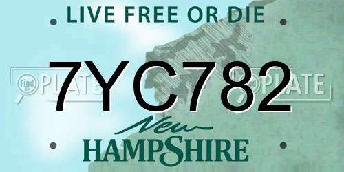 7YC782 New Hampshire License Plate