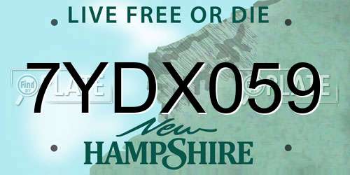 7YDX059 New Hampshire License Plate