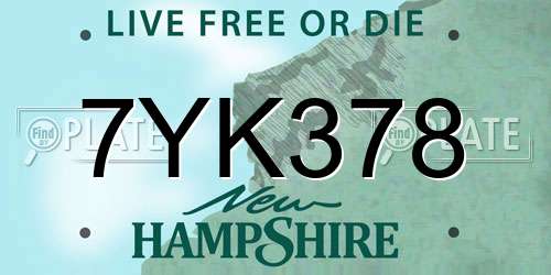 7YK378 New Hampshire License Plate