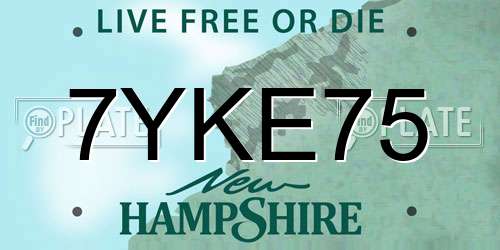7YKE75 New Hampshire License Plate