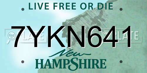 7YKN641 New Hampshire License Plate