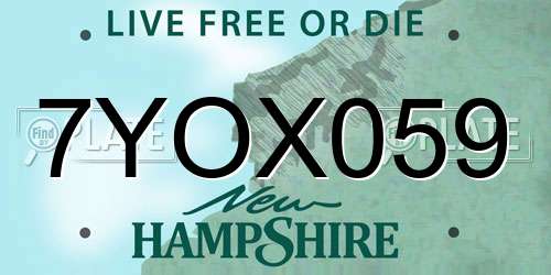 7YOX059 New Hampshire License Plate