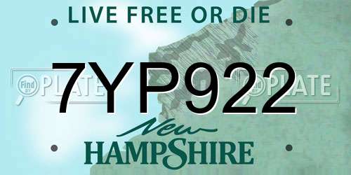 7YP922 New Hampshire License Plate
