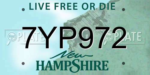 7YP972 New Hampshire License Plate