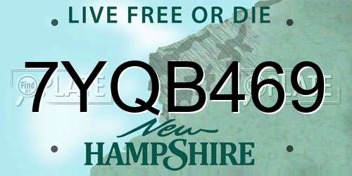 7YQB469 New Hampshire License Plate