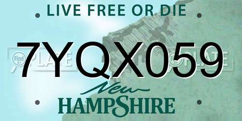 7YQX059 New Hampshire License Plate