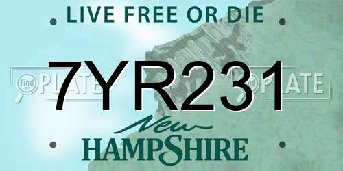 7YR231 New Hampshire License Plate