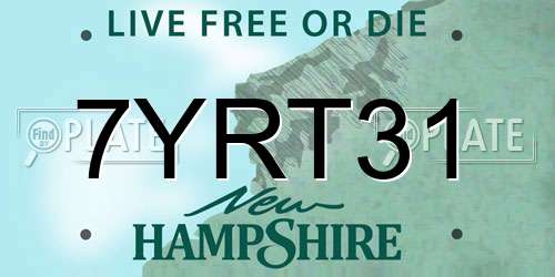 7YRT31 New Hampshire License Plate