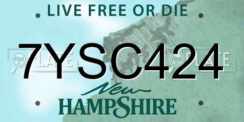 7YSC424 New Hampshire License Plate