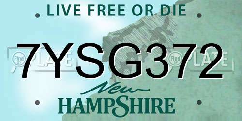 7YSG372 New Hampshire License Plate