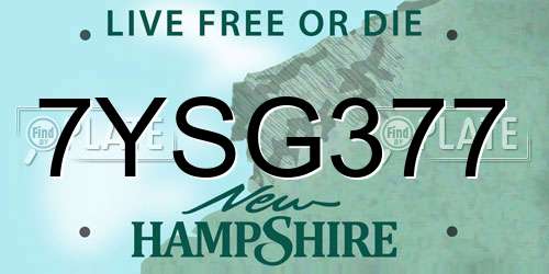 7YSG377 New Hampshire License Plate