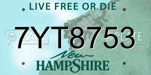 7YT8753 New Hampshire License Plate