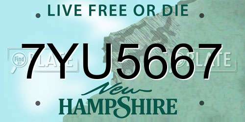 7YU5667 New Hampshire License Plate