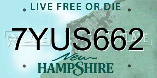 7YUS662 New Hampshire License Plate