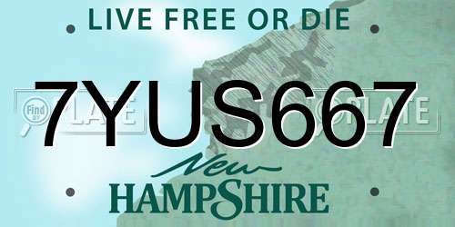 7YUS667 New Hampshire License Plate