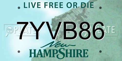 7YVB86 New Hampshire License Plate
