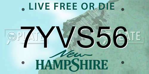 7YVS56 New Hampshire License Plate