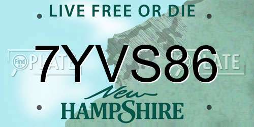 7YVS86 New Hampshire License Plate