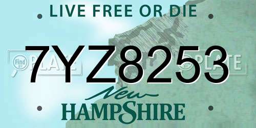 7YZ8253 New Hampshire License Plate